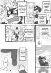 abs anthro biceps big_muscles canid canine canis chest_tuft clothing comic cotton_(artist) dialogue domestic_dog english_text female fur greyscale male mammal monochrome muscular natsume_(tooboe_bookmark) text tooboe_bookmark tuft