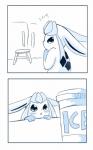 3_toes ambiguous_gender blush container cup doors feet furniture ice leg_markings long_ears markings socks_(marking) solo stool text toes wide_eyed sum nintendo pokemon canid canine eeveelution generation_4_pokemon glaceon mammal pokemon_(species) 5:8 comic hi_res korean_text sketch