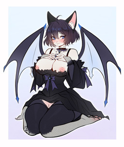 alternative_fashion anthro breasts female genitals goth nude small_waist solo thick_thighs vulva wide_hips wings erwindraws bat mammal absurd_res full-length_portrait hi_res portrait