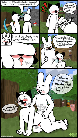 ahegao anal anthro balls blush bodily_fluids dialogue diamond_pickaxe doggystyle duo erection fellatio feral foreskin from_behind_position fungus genital_fluids genitals glans looking_pleasured male male/male moan motion_lines mushroom nude onomatopoeia oral outside outside_sex partially_retracted_foreskin penile penis penis_size_difference pickaxe plant precum rabbit_ears sex small_penis sound_effects speech_bubble text tree honeybud can't_see_the_haters microsoft minecraft mojang xbox_game_studios basya_(alex_crish) peter_(alex_crish) bear domestic_pig lagomorph leporid mammal rabbit suid suine sus_(pig) villager_(minecraft) 2025 absurd_res artist_name comic english_description english_text hi_res meme