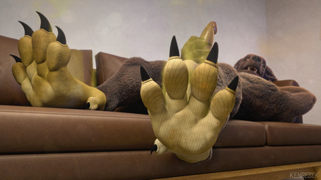 anthro black_nose brown_body brown_fur brown_sofa claws clothing dirty dirty_clothing dirty_socks feet foot_focus footwear footwear_only fur furniture genitals hand_on_penis leather_sofa male mostly_nude nude orange_eyes paws penis smelly smelly_feet socks socks_only sofa solo stink_fumes teeth white_clothing white_footwear white_socks white_wall kenresek canid canine canis mammal wolf 16:9 3d_(artwork) 4k absurd_res blender_(artwork) digital_media_(artwork) hi_res watermark widescreen