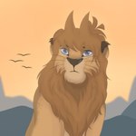 blonde_hair blue_eyes ear_tuft fake_horns feral hair inner_ear_fluff male mane mountain pridelands sitting solo spots tuft whiskers ayana_lioness disney the_lion_guard the_lion_king fan_character tord_(eddsworld) felid lion mammal pantherine hi_res