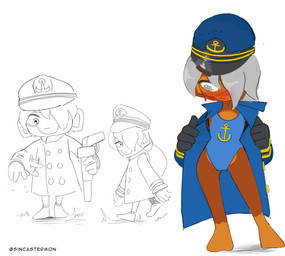 blush blush_lines clothed clothing female flashing flat_chested flustered one-piece_swimsuit skimpy swimwear sincastermon bloons_tower_defense ninja_kiwi admiral_brickell haplorhine humanoid mammal monkey primate colored hi_res