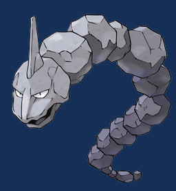 ambiguous_gender front_view grey_body open_mouth rock serpentine simple_background solo transparent_background white_sclera ken_sugimori nintendo pokemon generation_1_pokemon onix pokemon_(species) alpha_channel hi_res official_art