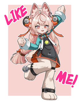 3_toes 5_fingers ahoge anklet anthro barefoot braided_pigtails clothed clothed_anthro clothed_female clothing ear_piercing ear_ring feet female fingers flat_chested fully_clothed fully_clothed_anthro fully_clothed_female fur hair inner_ear_fluff jewelry overall_dress paws piercing pink_body pink_fur pink_hair red_eyes ring_piercing scut_tail short_tail simple_background solo tail text toes tuft jim_0wo mihoyo zenless_zone_zero zhao_(zenless_zone_zero) lagomorph leporid mammal rabbit thiren 2025 absurd_res english_text full-length_portrait hi_res portrait