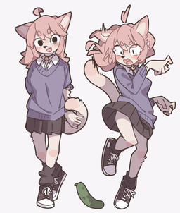 5_fingers adolescent ahoge anthro biped blush bottomwear breasts clothed clothed_anthro clothed_female clothing cucumber cute_fangs fangs female female_anthro fingers food footwear fruit fur hair kemono looking_at_viewer open_mouth pickle_(food) plant shoes simple_background skirt sneakers socks solo sweater tail teeth tongue topwear white_background young young_anthro young_female yagi_the_goat cats_vs._cucumbers domestic_cat felid feline felis mammal 2025 absurd_res digital_media_(artwork) full-length_portrait hi_res meme portrait