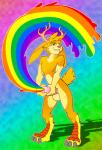 alternate_rainbow_pride_colors anthro antlers balls barefoot biped bodily_fluids colored_cum cum cumshot ejaculation erection feet fluffy fluffy_tail fur genital_fluids genitals gradient gradient_background green_eyes horn humanoid_genitalia humanoid_penis lgbt_pride long_ears looking_at_viewer male masturbation multicolored_bodily_fluids multicolored_body multicolored_cum multicolored_fur multicolored_genital_fluids nude orange_body orange_fur orgasm penile penile_masturbation penis pink_penis pride_color_background pride_color_bodily_fluids pride_color_cum pride_color_genital_fluids pride_colors rainbow rainbow_arch rainbow_background rainbow_cum rainbow_gradient rainbow_pride_colors rainbow_symbol short_tail simple_background smile solo standing super_gay tail tan_balls tan_body tan_fur teeth unusual_bodily_fluids unusual_cum unusual_genital_fluids challen jackalope lagomorph mammal