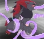 3_toes anal anal_penetration balls black_fur black_hair blush bound chest_tuft claws erection eyes_closed fellatio forced forced_oral fur hair hair_ring long_hair looking_at_viewer maggotscookie male multi-colored_hair nintendo oral oral_sex penetration penis plain_background pokémon rape red_hair sex slimy spread_legs spreading sucking sweat tapering_penis tentacle_fellatio tentacle_rape tentacles toe_claws tuft video_games zoroark
Rating: Explicit
Score: 2
User: Finchmaster
Date: January 25, 2014