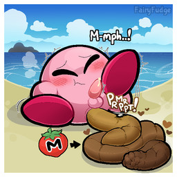 anus balls beach blush blush_lines bodily_fluids cum cum_on_penis emanata erection eyes_closed feces feces_pile genital_fluids genitals heart_symbol looking_pleasured male male_pooping maxim_tomato outside penis pink_body pooping pooping_on_floor scatplay sea solo sound_effects steam text tremble_spikes vowelless vowelless_sound_effect vowelless_vocalization water fairyfudge kirby_(series) nintendo kirby waddling_head 1:1 digital_media_(artwork) hi_res signature