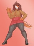 5_fingers alternate_costume anthro big_breasts biped black_bottomwear black_clothing black_pants bottomwear breasts brown_clothing brown_hair brown_sweater brown_topwear butt butt_from_the_front camel_toe clothed clothed_anthro clothed_female clothing eyebrow_through_hair eyebrows facial_horn female fingers footwear gradient_background hair half-closed_eyes hand_on_hip high_heels holding_object horn humanoid_hands legwear long_hair looking_at_viewer looking_down low-angle_view multicolored_body multicolored_scales narrowed_eyes non-mammal_breasts orange_body orange_scales pants pantyhose red_bottomwear red_clothing red_eyes red_skirt scales shoes simple_background skirt smile solo spiked_tail spikes spikes_(anatomy) spread_legs spreading standing sweater tail text thick_thighs tight_bottomwear tight_clothing tight_pants topwear translucent translucent_hair two_tone_body two_tone_scales upskirt white_body white_scales hyuvevo cavemanon_studios goodbye_volcano_high snoot_game rosa_(gvh) aquilops ceratopsian dinosaur ornithischian prehistoric_species reptile scalie 2025 absurd_res artist_name colored hi_res