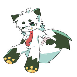 anthro balls bandage dipstick_ears dipstick_tail ear_markings front_view fur genitals green_body green_ear_tips green_fur green_hands green_tail_tip head_tuft inner_ear_fluff looking_at_viewer male markings multicolored_body multicolored_ears multicolored_fur penis simple_background solo tail tail_markings tongue tongue_out tuft two_tone_body two_tone_fur white_arms white_background white_body white_fur white_tail ranshinumeda334 hatogaya canid canine canis mammal wolf 1:1 2025 hi_res