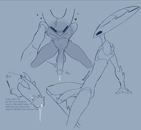 2_horns balls biped black_eyes bodily_fluids empty_eyes genital_fluids genitals glans horn male penis precum simple_background skinny solo text nerunaur hollow_knight_(franchise) team_cherry hollow_knight_(character) arthropod vessel_(species) english_text hi_res