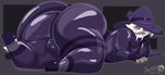 balls big_balls big_butt butt clothing femboy genitals hat headgear headwear huge_balls huge_butt latex latex_suit looking_at_viewer male purple_background simple_background smile smiling_at_viewer thick_thighs tight_clothing tusks wizard_hat masterj291 chai_(lucidinbed) mammal marine pinniped seal 2025 digital_media_(artwork) hi_res