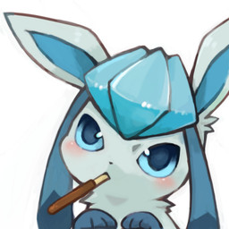 ambiguous_gender blue_body blue_eyes blue_fur blush chibi feral food fur holding_food holding_object looking_at_viewer mouth_hold neck_tuft object_in_mouth paws simple_background solo standing tuft white_background mochi. nintendo pocky pokemon eeveelution generation_4_pokemon glaceon mammal pokemon_(species) 1:1 bust_portrait icon portrait unavailable_at_source