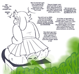 anthro big_butt biped bodily_fluids bottomwear butt clothed clothing clothing_transformation crossdressing cruelty dialogue dominant dominant_male duo eyes_closed eyewear fart fart_cloud fart_fetish farting_on_another farting_on_face female femboy fluffy forced glasses green_fart_cloud horn living_underwear male male/female school_uniform skirt sound_effects speech_bubble sweat sweaty_butt tears text transformation underwear_transformation uniform vowelless vowelless_sound_effect wearing_glasses ti-ling deltarune doki_doki_literature_club! team_salvato undertale_(series) noelle_holiday ralsei bovid caprine darkner mammal english_text hi_res