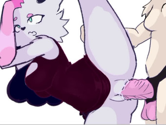 anthro bodily_fluids breasts butt clothed clothing duo feet female female/female fur genitals hair sex sex_toy simple_background spread_legs spreading strapon vulva c2h5oh_sin domestic_cat felid feline felis mammal 4:3 animated digital_media_(artwork) no_sound short_playtime video