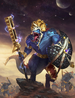 anthro armor belt blue_body claws cloud digitigrade forked_tongue group headgear helmet holding_melee_weapon holding_object holding_shield holding_weapon male melee_weapon muscular muscular_male open_mouth outside rock shield skull_helmet standing star tail tongue tongue_out weapon lie_setiawan warhammer_(franchise) lizardman lizardman_(warhammer) saurus scalie hi_res official_art