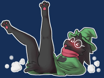 3_toes >_< ambiguous_gender anthro black_body black_fur blep blush bottomless butt clothed clothing dark_body dark_fur eyes_closed eyewear feet fur glasses green_clothing green_hat green_headwear hat head_tuft headgear headwear hindpaw lying male on_back pawpads paws pink_pawpads pink_tongue robe short_tail side_view simple_background smile solo tail toes tongue tongue_out transparent_background tuft maple_syrup_art deltarune undertale_(series) ralsei bovid caprine darkner goat mammal 2018 alpha_channel