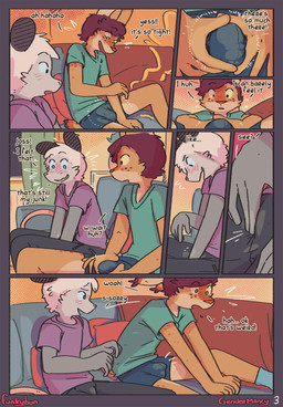 after_transformation andromorph anthro atm_crossgender bulge camel_toe clothed clothing crossgender detailed_bulge dialogue duo fondling furniture genital_outline genital_swap inside intersex itm_crossgender magic male mta_crossgender mti_crossgender penis_outline shared_senses sofa text underwear vulva_outline conditional_dnp funkybun joss_(funkybun) keith_(funkybun) american_opossum felid feline lynx mammal marsupial comic english_text hi_res multiple_scenes trans_(lore) trans_man_(lore)
