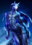 2015 animal_genitalia anthro balls biped blue_eyes blue_hair clothed clothing equid equine equus fully_sheathed genitals girly hair hi_res horse jewelry long_hair looking_at_viewer male mammal necklace night one_eye_closed outside panties panties_down partially_clothed sheath solo star starcolt thong topless underwear underwear_down undressing wide_hips wink