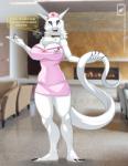 big_breasts black_lips breasts cleavage clothed clothing dialog english_text female fur horn hospital looking_at_viewer meera nurse red_cross smile solo synx text translated walter_sache white_fur white_skin
Rating: Safe
Score: 12
User: xXK1T5UN3Xx
Date: January 28, 2014