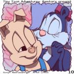 1:1 2018 comic digital_media_(artwork) domestic_pig duo fantasy female fifi_la_fume hamton_j._pig hi_res kissing lirkov male mammal mephitid skunk suid suina sus_(pig) tiny_toon_adventures warner_brothers