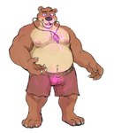 4_fingers 4_toes anthro belt biceps black_nose bottomwear clothed clothing crystal feet fingers jewelry jo_crystal magic male muscular muscular_anthro muscular_male navel necklace nipples pecs shorts simple_background solo toes topless white_background hyenaface bear mammal 2018 hi_res