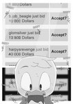 absurd_res anatid anseriform avian bird comic disney duck ducktales ducktales_(2017) english_text furniture hi_res living_room louie_duck male monochrome sofa text threek