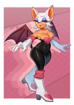 anthro armwear bat_wings big_breasts big_ears black_bodysuit black_clothing black_nose black_skinsuit blue_eyeshadow bodysuit boots border breasts cleavage clothed clothing elbow_gloves eyelashes eyeshadow female footwear front_view fur gloves green_eyes handwear makeup membrane_(anatomy) membranous_wings navel_outline shoes skinsuit smile solo tan_body tan_fur thick_thighs tight_clothing white_boots white_border white_clothing white_footwear white_gloves white_handwear wide_hips wings redhex sega sonic_the_hedgehog_(series) rouge_the_bat bat mammal absurd_res hi_res