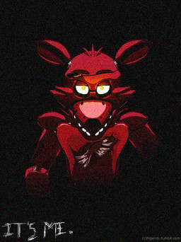 ambiguous_gender anthro glowing glowing_eyes machine simple_background solo static text asmoarael five_nights_at_freddy's scottgames foxy_(fnaf) animatronic canid canine fox mammal robot 2014 english_text