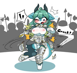 ahoge ambiguous_gender anthro areola armor assisted_exposure battle big_breasts blue_body bodily_fluids bouncing_breasts breasts clothing crowd damaged_armor emphasis_lines exclamation_point exposed_breasts faceless_character female flying_sweatdrops gradient_hair green_hair group hair halberd holding_melee_weapon holding_object holding_sword holding_weapon horn inverted_nipples knight legwear melee_weapon multicolored_body nipples non-mammal_breasts non-mammal_hair panties polearm solo stockings surprised surrounded sweat sweatdrop sword tearing_clothing torn_clothing torn_legwear torn_stockings two_tone_body underwear warrior weapon white_body potatobud3 mythology dragon mythological_creature mythological_scalie scalie