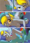 ajin anthro anthrofied anus blonde_hair blue_body blue_feathers blue_fur bodily_fluids breasts butt comic cutie_mark derp_eyes derpy_hooves_(mlp) digitigrade duo equid equine feathered_wings feathers female female/female fingering friendship_is_magic fur genital_fluids genitals grey_body grey_feathers hair hasbro hi_res hoof_beat mammal multicolored_hair my_little_pony mythological_creature mythological_equine mythology nipples nude open_mouth pegasus penetration pussy rainbow_dash_(mlp) rainbow_hair sex tongue tribadism vaginal vaginal_fluids vaginal_penetration wings