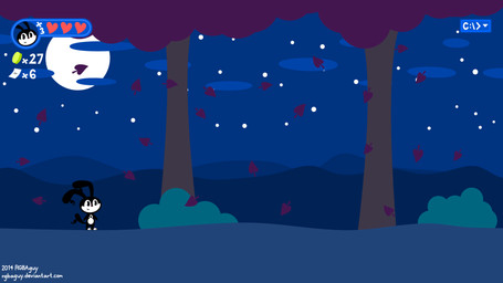 cloud female gui heart_symbol leaf moon outside plant red_nose simple_background smile solo tail tree wind thelonelotl mellalu tidri 16:9 2014 hi_res widescreen