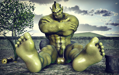 5_fingers 5_toes abs balls bodily_fluids cloud erection facial_piercing feet fingers foot_focus genital_fluids genitals grass green_body green_skin hair hindpaw horn humanoid_feet humanoid_genitalia humanoid_penis humanoid_pointy_ears male muscular muscular_humanoid muscular_male nose_piercing nose_ring not_furry nude outside paws penis piercing plant plantigrade pointy_ears precum presenting ring_piercing scroll septum_piercing solo toes tree tusks darkviperbara humanoid orc 2014 3d_(artwork) digital_media_(artwork)