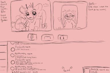 abuse annoyed anthro bodily_fluids calling coerced coercion dialogue eyewear female flustered glasses hmph intersex intersex/male looking_at_viewer male manipulation manipulative message messages personal_grooming simple_background smug smug_expression smug_face smug_grin solo speech_bubble sweat sweatdrop tail talking_to_another text username video_call wearing_glasses worried young young_male possumtaint discord_(app) american_opossum lagomorph leporid mammal marsupial rabbit virginia_opossum 3:2 english_text hi_res signature