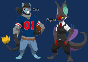 2_toes 3_fingers 4_toes anthro ball belt big_ears black_body blue_body blue_sclera bottomwear button-up_jacket closed_smile clothed clothing competition_number dreadlocks duo feet fingers gridiron_ball half-closed_eyes holding_ball holding_object jersey male mouth_closed narrowed_eyes number number_on_clothing number_on_jersey number_on_topwear number_print open_mouth open_smile pants pink_nose pokemorph print_clothing print_jersey print_topwear purple_body red_nose red_sclera shirt simple_background smile toes topwear yellow_body yellow_eyes sinful-spector nintendo pokemon alexander_shorkness_jr bryan_neetorn generation_4_pokemon generation_6_pokemon luxray noivern pokemon_(species) alpha_channel hi_res