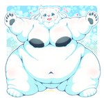 anthro areola belly big_areola big_belly big_breasts black_areola black_nipples blue_eyes blush breasts cute_fangs double_chin eyewear fangs fat_rolls female fluffy fupa fur glasses hair heart_symbol huge_areola huge_belly huge_breasts imminent_hug inviting kemono looking_at_viewer love_handles morbidly_obese navel nipples nude obese open_mouth open_smile overweight overweight_female pawpads simple_background smile solo standing teeth text thick_arms thick_thighs white_body white_fur white_hair wide_hips radiowave bear mammal polar_bear ursine 2022 absurd_res full-length_portrait hi_res japanese_text portrait translated