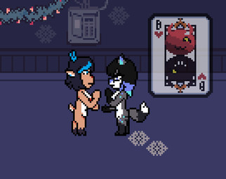 anthro breast_punch duo face_punch female fight gut_punch punch sprite sprite_art bladedbard deltarune undertale_(series) alissa_(spaciestcake) dess_holiday deer felid feline mammal animated digital_media_(artwork) pixel_(artwork) pixel_animation
