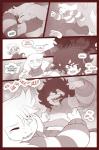 escaping fluffy hair long_ears long_hair male navel pawpads paws running tickling young gunmouth undertale undertale_(series) asriel_dreemurr chara_(undertale) boss_monster_(undertale) bovid caprine human mammal comic hi_res