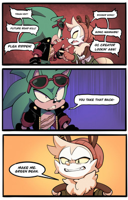 angry anthro argument black_nose clothing duo ear_piercing eye_contact eyewear female hat headgear headwear jacket looking_at_another male open_mouth piercing scar speech_bubble sunglasses teeth text topwear meanbeanzone archie_comics sega sonic_the_hedgehog_(archie) sonic_the_hedgehog_(comics) sonic_the_hedgehog_(series) fan_character scourge_the_hedgehog american_opossum eulipotyphlan hedgehog mammal marsupial virginia_opossum colored comic english_text hi_res shaded