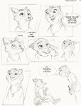 2016 anthro canid canine clothed clothing comic disney ellipsis english_text felid fox hi_res male mammal monochrome nick_wilde red_fox smile speech_bubble sprinkah text true_fox url zootopia