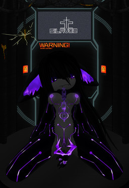 anthro black_body black_hair breasts cable cervix chain chain_leash clitoris electricity electronics female fur genitals glowing glowing_eyes hair imminent_sex kneeling laboratory leash long_hair looking_at_viewer markings metal navel nippel presenting purple_eyes smile solo spread_legs spread_vulva spreading teeth television vulva white_body white_fur silavos made_in_abyss vrchat fan_character domestic_cat felid feline felis mammal narehate hi_res watermark