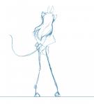 anthro butt ears_up female hair nude solo stick_figure conditional_dnp tom_fischbach twokinds flora_(twokinds) felid keidran mammal pantherine tiger animated digital_drawing_(artwork) digital_media_(artwork) line_art monochrome short_playtime sketch