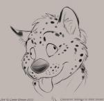 anthro black_nose blep derp_eyes eyebrows fur simple_background tongue tongue_out curiodraco mars_(thequeenofmars) felid hybrid leopard mammal mustelid otter pantherine snow_leopard 2013 low_res monochrome sketch