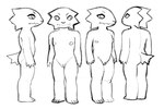 andromorph anthro big_clitoris butt clitoris front_view genitals intersex looking_at_viewer nipples nude pussy short_tail side_view simple_background solo standing tail three-quarter_view toony turn_around furward_thinker kobold lizard reptile scalie 2024 digital_media_(artwork) hi_res model_sheet monochrome tagme nonbinary_(lore)