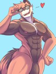 abs anthro bodily_fluids eyewear eyewear_only fur genitals heart_symbol male muscular muscular_male nipples nude pecs penis simple_background solo sunglasses sunglasses_only sweat shirokoi repeat_(visual_novel) owen_(repeat) ailurid mammal red_panda 3:4 digital_media_(artwork) hi_res