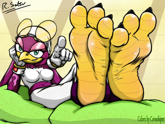 3_toes 5_fingers anthro avian_feet breasts claws clothed clothing eyewear feet female fingers foot_focus gesture glasses gloves hand_gesture handwear looking_at_viewer midriff pointing pointing_at_viewer soles solo talons toe_claws toes cornchip21 nitropunkarts sega sonic_riders sonic_the_hedgehog_(series) wave_the_swallow avian bird hirundinid oscine passerine swallow_(bird) 4:3