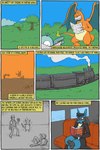 2017 2:3 3_toes ambiguous_gender anthro ash's_pikachu ash_ketchum biped blue_body blue_fur book border charizard clothed clothing comic communism corey_mohler das_kapital detailed_background english_text existential_comics feet feral fur generation_1_pokemon generation_4_pokemon german_text grey_body grey_fur group headgear headwear hi_res holding_book holding_object holding_pokeball human humor inside_train lucario male mammal membrane_(anatomy) membranous_wings newspaper nintendo onix orange_body outside pikachu plant pokeball pokemon pokemon_(species) politics reading red_eyes sitting sky solo spikes text toes train translated tree trio vehicle white_border wings