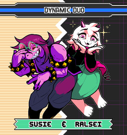 2_horns abstract_background anthro barefoot biceps biped blush blush_lines clothed clothed_anthro clothing duo eyelashes eyewear feet female freckles fully_clothed fully_clothed_anthro fur glasses hair horn male muscular muscular_anthro muscular_female pink_body pink_scales scales scarf text wearing_glasses white_body white_fur discommunicator deltarune sega sonic_advance_3 sonic_the_hedgehog_(series) undertale_(series) ralsei susie_(deltarune) bovid caprine darkner goat mammal monster reptile scalie 2025 character_name digital_media_(artwork) english_description english_text full-length_portrait pixel_(artwork) portrait