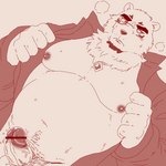 anthro balls belly erection eyebrows eyewear genitals humanoid_genitalia humanoid_penis male monocle musclegut muscular navel nipples pecs penis solo thick_eyebrows vein veiny_penis run_aki lifewonders live_a_hero borealis_(live_a_hero) bear mammal polar_bear ursine 1:1 censored